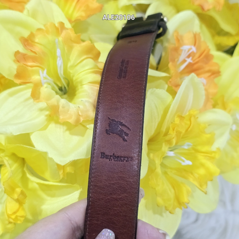 Burberrys Vintage Brown Leather Belt Unisex Size 34 - Picture 7 of 11